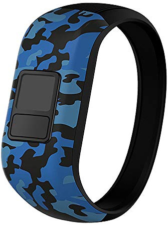 iBREK - Correa de Repuesto para Garmin Vivofit jr/jr 2/3, elástica, de Silicona, para niños y niñas, tamaño pequeño (sin rastreador), S, Camuflado Azul