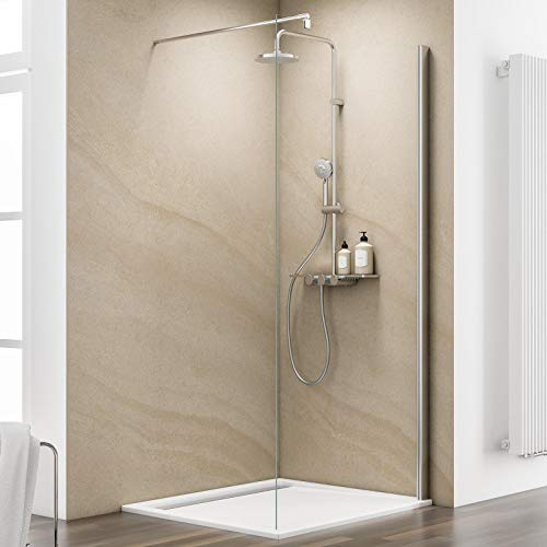 Schulte Duschwand MasterClass Walk In M6, 110 x 220 cm, 6 mm Sicherheitsglas klar hell fixil beschichtet, chromoptik, Montage auf Duschwanne oder Fliese
