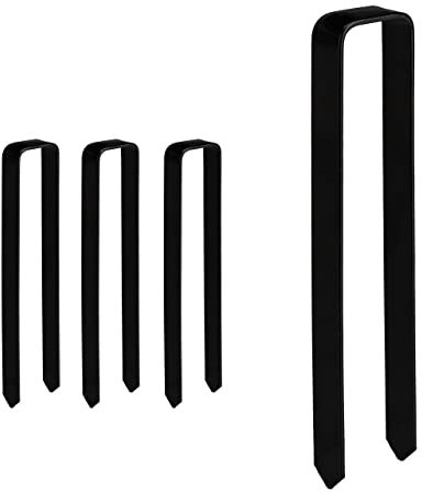 Relaxdays Ground Anchor Set of 4, Hard Soil, Rose Arch, Garden, Steel, XXL, HxWxD: 30 x 6.5 x 2.5 cm, Durable, Black