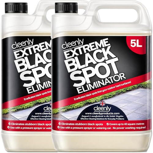 Cleenly Black Spot Destroyer - Removes Black Spots on Patios, Paving, Driveways & More - Easy to Use Fluid Removes Dirt and Grime (10 Litres)