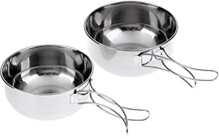 Inzopo 2-teiliges Edelstahl-Kochgeschirr-Set für Camping, Picknick, Essen, Reis, Suppe, Schüssel