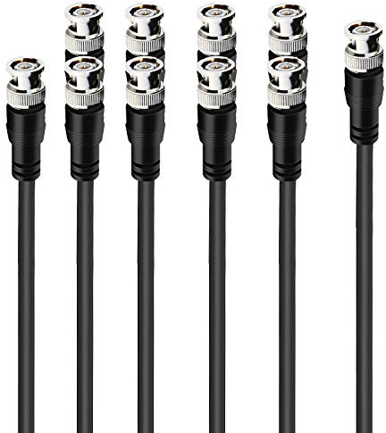 JOINSI 5-Pack 5ft BNC Male to BNC Male Jumper 75-Ohm Cable Extension Connector for CCTV DVR to TV System