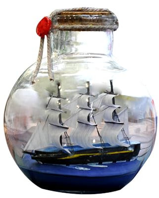 LAMF Drift Bottle Decor, Sailing Boat in Wishing Bottle Glass Cork Bottles, Pirate Ship in a Bottle Kit Handicraft Nautical Home Decorations Gifts Crafts
