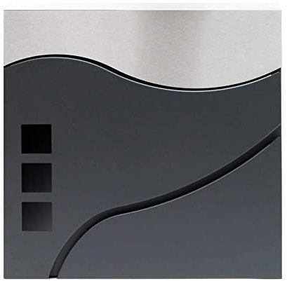 Verda Briefkasten mit Zeitungsfach, 2x Schlüssel, 37 x 37 x 11 cm, Edehlstahl, Postkasten, Personalisierter, Designer Wandbriefkasten Zeitungsrolle Modern (SN3686-1)