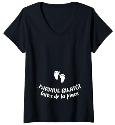 Femme Cadeau Humour de Grossesse Femme Enceinte 2023 T-Shirt avec Col en V