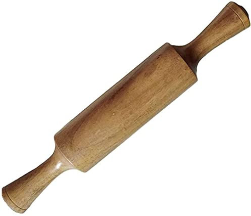 SAMRIDHI Creation Wooden Chapati Roti Rolling Pin Dark Solid Wood Indian Tapered Belan Velan Gujarati Rolling Pin Ideal for Rolling Out Chapati Roti Paratha Pastry Pizza Base Flatbreads
