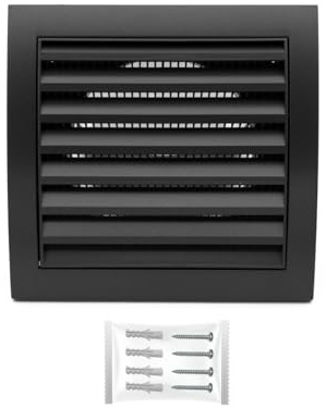 H&C VENT Rejilla Ventilación de 150 x 150mm con Conector │ Extractor de Baño Cocina │ Rejilla Aire Acondicionado Conductos Pared Techo AC Tubo PVC │ Cubiertas de Ventilacion Cuadrada con Mosquitera