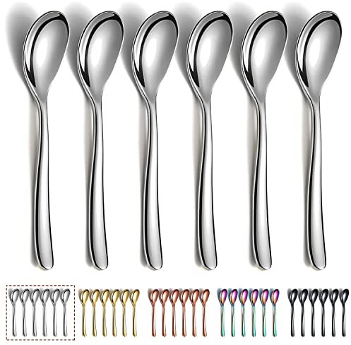 Kaffeelöffel 6 Stück, Kyraton 5,5 Edelstahl Teelöffel Espressolöffel, Dessertlöffel Teelöffel, kleines Mini-Löffel-Set für Partys, spülmaschinenfest