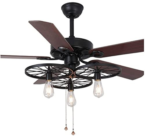 TOMYEUS Retro Ceiling Fans Light Quiet Industrial Fan Ceiling Light Dining Room Living Room Fan Light with Remote