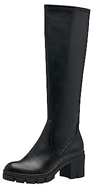 Tamaris Damen Langschaft-Stiefel bequem; BLACK, EU 36