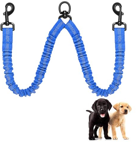 JVHLOV Hundeleine für 2 Hunde, Doppelleine Verstellbar 360°Drehbar, für kleine, Mittlere und Große Hunde