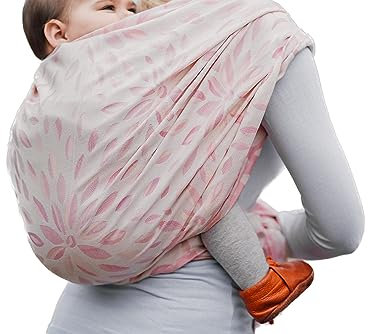 Babytragetuch aus 100% Bio-Baumwolle | Gr. 3 (320cm) | ab Geburt bis Ende der Tragezeit | diagonal elastisch gewebt | nachhaltig produzierte Garne | Flora Rose Powder