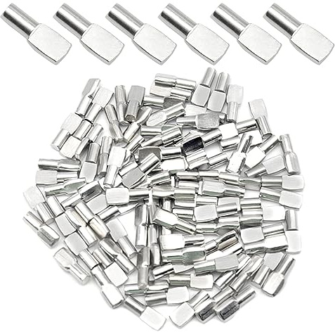 Hocansen 100 Stück Stützpflöcke 5 mm Stifte für Regale, Regalstifte für Bücherregale, Möbel und Glas (5 x 19 mm/BT-PP)