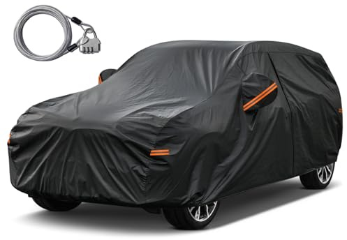 Kayme SUV Car Cover Waterproof All Weather with Lock and Zipper, Outdoor Sun Uv Rain Protection, Fit SUV Jeep (182 to 190 Inch) H5/Black