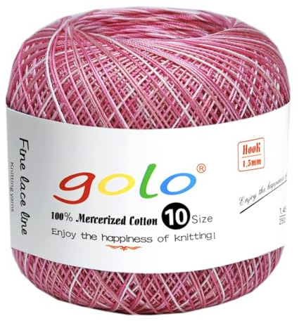 golo Crochet Thread Size10 Yarn for Hand Knitting Lace Thread Pink D95