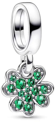 Lkwidi Abalorios Charms Colgantes de Trébol de cuatro hojas Cuentas Plata de Ley 925 con Compatible con Pulsera Europeo, Charms para Mujer