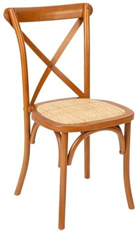 Atmosphera Créateur d'Intérieur - Chaise Isak Marron - Hêtre et Rotin - Finition Mate - Empilable - Confortable - Salle à Manger, Cuisine, Bureau