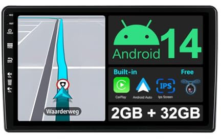 BXLIYER 9 Pouce Autoradio pour Benz W209-W203 W168 ML W163 W463 Viano W639 GPS Radio - sans Fil Carplay Android Auto - Android 14 - Caméra arrière - 2 Din - Dab Volant WLAN Bluetooth DSP 4G