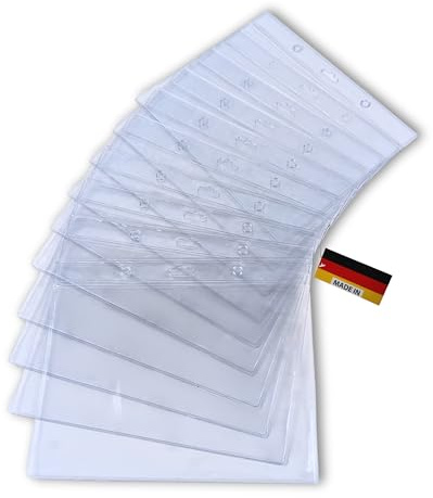 Ausweishüllen DIN A6, 14,8 x 10,5 cm, PVC, Transparent, Reißfest, Euro- und Ringlochung (100)