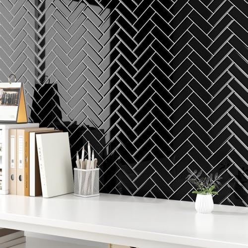 Yullpaper 3D Fliesenaufkleber Schwarz Klebefliesen Küche PVC Vinyl Fliesen Selbstklebend Badezimmer Fliesen überkleben Küche Schwarze Selbstklebende Fliesenaufkleber Bad 10 Stück 30 X 30cm