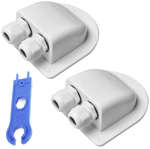 2Pcs Solar Kabeldurchführung Wasserdicht Kfz, Solar Dachdurchführung, Wasserdichte Kabeldurchführung, Kabel-Dachdurchführungen & 1000V Blauer Schraubenschlüssel für Solaranlage Wohnmobil Caravan Boot