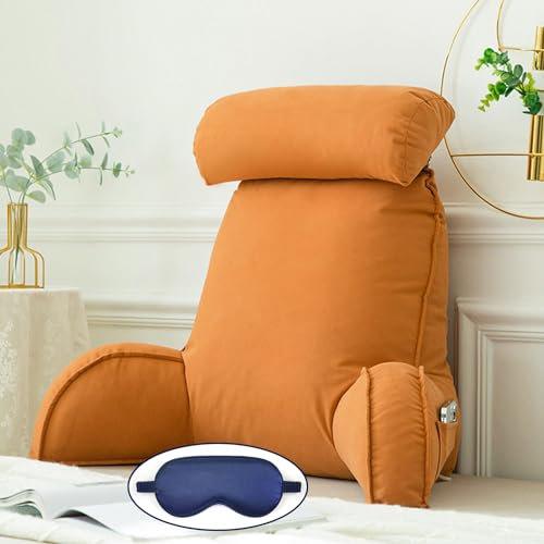 AMZZHAO Lesekissen,Stützkissen,Lendenkissen,Rückenkissen,mit Armlehnen Und Abnehmbare Nackenrolle,Ideal als Rückenstütze Beim Lesen oder für Videospiele,75×40×58 cm/29,53×15,75×22,83 Zoll