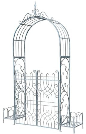 Bogengitter für den Außenbereich, Gartenbogen aus Eisen mit Pflanzkörben, Pergola-Laube für Terrasse, Garten, Rasen, Hinterhof, Verschiedene Kletterpflanzen, Hochzeit