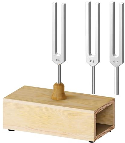 DiDiBirDi Stimmgabel 440Hz 432Hz 417Hz 3-teilig Stimmgabel aus Aluminiumlegierung mit Resonanzkasten für Yoga, Meditation und Entspannung