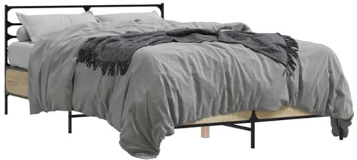 ShGaxin Bettgestell Sonoma-Eiche 120x200 cm Holzwerkstoff und Metall, Bett, Jugendbett, Schlafzimmer Bett, Bed Frame - 3280038