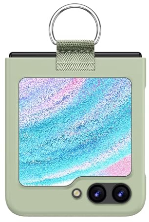 EASSGU Coque Skin-Touch avec Anneau Métallique pour Samsung Galaxy Z Flip7 FE/Z Flip6 (6.7) - Vert Clair.