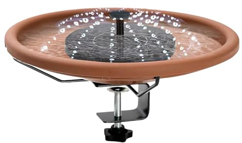Bain d'oiseaux monté sur pont - Mangeoire à oiseaux avec fontaine solaire | Fontaine de bain d'oiseaux avec balustrade de couverture, pince de clôture amovible pour petits oiseaux et colibris