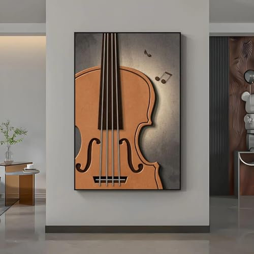 ZHAOLIN Abstraktes Leinwandgemälde mit Gitarre und Violine, Wandkunstdrucke, Musikinstrument, dekoratives Gemälde für Musikklassenzimmer, Wanddekoration, 70 x 100 cm, rahmenlos