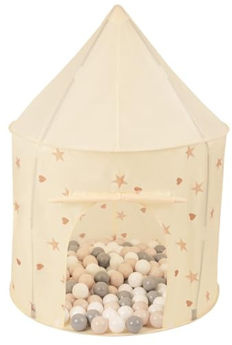 Selonis Play Tent For Kids Pavilion Playhouse Children Play Tent 100X130cm/100 Balls For Babies And Toddlers Pop Up Play For Indoor And Outdoor, Light Beige: Pastel Beige/Gray/White