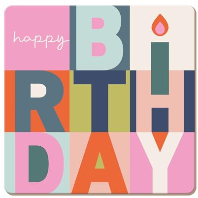 Grafik Werkstatt lustiger Untersetzer aus Kork | Happy Birthday, Bunt