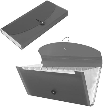 Fächermappe, Akkordeon-Datei-Organizer mit 13 Taschen für A5-Papier, Akkordeon-Ordner mit Etiketten, Junior-Größe für Quittungen, Schecks, Tickets, inklusive Registerkarten für Büro, Schule, Zuhause,