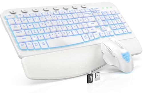 SABLUTE Wireless Keyboard and Mouse Combo, Ergonomic Wave with Wrist Rest