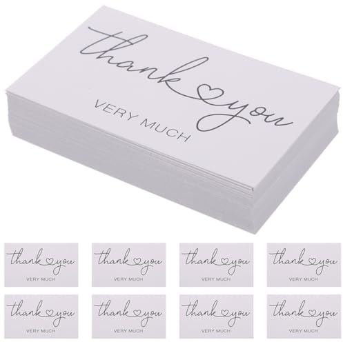 Operitacx 100 Stück Kleine Dankeskarten aus Papier mit Umschlag Leer Rückseite Filigranes Design für Geschäftskunden Büro Geschenkkarten für Shops und Salons