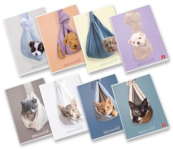 Pigna, Maxi Quaderno Dolci Cuccioli, f.to A4 21x29,7 cm., pagine 80 + risguardo, carta 80 g/m², interno 0C, Righe con Margine, Copertine Assortite, 10 pezzi