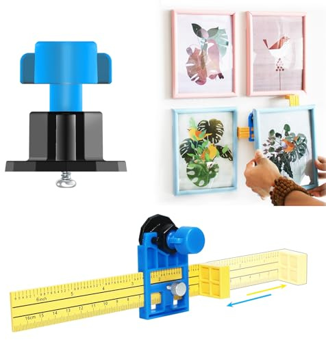 laffeya Hanging Marker Kit, Picture Hanging Spacing Tool with Ruler, Level | Level ruler picture hanging tool- marking for perfectly aligned photo walls & artwork (steel pointed)