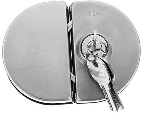 Verrou de porte en verre à double boulon sans perçage avec clés – Serrure de sécurité en acier inoxydable pour verre de 10 mm-12 mm, pour usage résidentiel et commercial