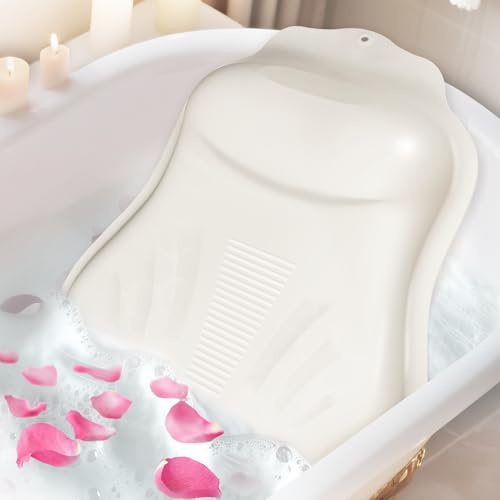 SoSheen Bath Pillow – Inflatable Silicone Bath Tub Cushion, Spa-Quality Support for Head, Neck, Shoulders & Back, 32 Powerful Suction Cups, Fits All Bathtubs (White)
