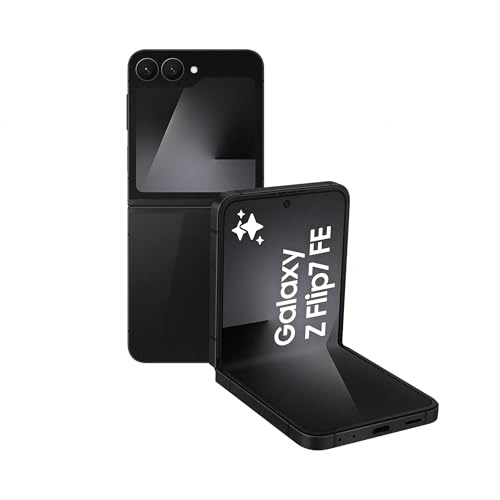 Samsung Galaxy Z Flip7 FE AI Phone, Foldable Design, Wide Cover Screen, 50 MP Camera, Smooth Processor, 256GB Storage, 8 GB Memory, Black, 3 Year Extended Warranty (UK Version)