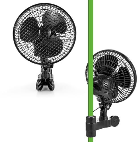 WZTO Grow Ventilator mit Clip, 20W Growzelt Ventilator Oszillierende Clip Lüfter, 2 Geschwindigkeiten, Grow Ventilators Oszillierend Klemmbar mini Fan für Growzelt (2PCS)