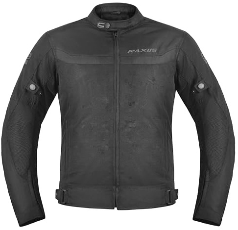 RAXUS Chaqueta Moto Verano Para Hombre Storm Homologada CE (FR/ES, Letras, 4XL, Regular, Regular, NEGRO)