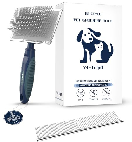 Brosse Slicker Douce pour Chien avec Pins à Billes Protectrices – Démêlage & Élimination du Sous-Poil pour Chiens et Chats – Brosse de Massage Apaisante pour Peaux Sensibles, Goldendoodle & Caniche