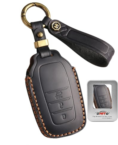 ontto Autoschlüssel Hülle für Toyota schlüsselhülleSchutz Leder Cover Passt für Toyota Yaris Cross Hybrid Corolla RAV4 Prius Fortuner Highlander 2020-2025 Schlüsseetui Auto Zubehör 3Tasten-Schwarz