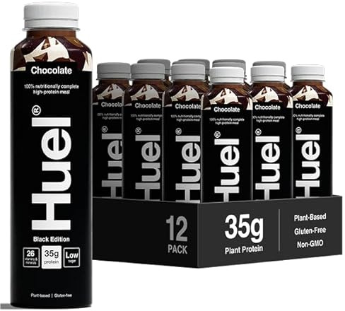 Huel Black Edition RTD | 12x500ml 35g Protein | Chocolate | 35g High Protein, 27 Vitamins & Minerals, Gluten Free, High Fibre, Low Sugar