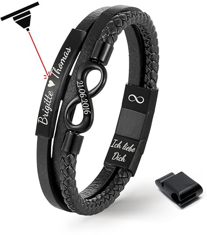 UNIQAL | Personaliesiertes Lederarmband mit Gravur SHAPE Herren Damen | Leather Bracelet mens | Magnetverschluss | handgemacht in Germany