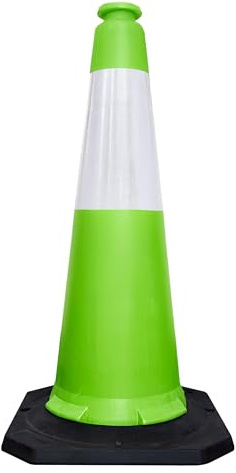 Berry 100cm Traffic Safety Cone | High Visibility Green Road Cone with Reflective Collar | Heavy Duty Parking Cone with Black Base | Portable Traffic Delineator for Roads & Events - Set of 1