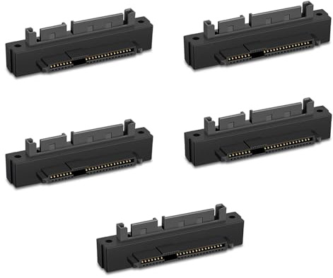 Glayent 5PCS SFF-8482 SAS Female to Male 15Pin Bend Head 90 Degree Angle Adapter Converter for Motherboard Cable